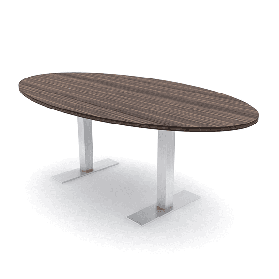 6 Person 4X7 Oval Conference Room Table Metal T-Bases Electrical Unit