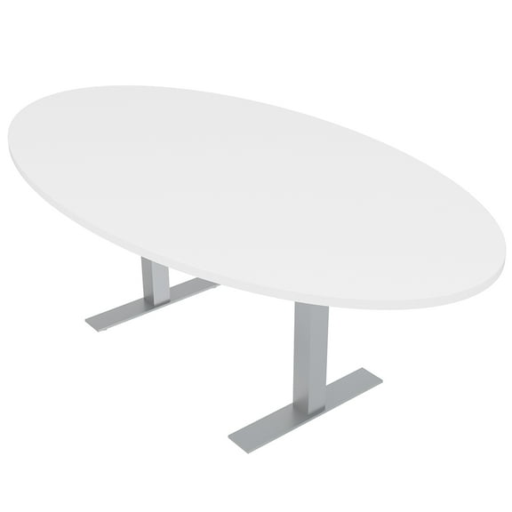 6 Person 4X7 Oval Conference Room Table Metal T-Bases Electrical Unit