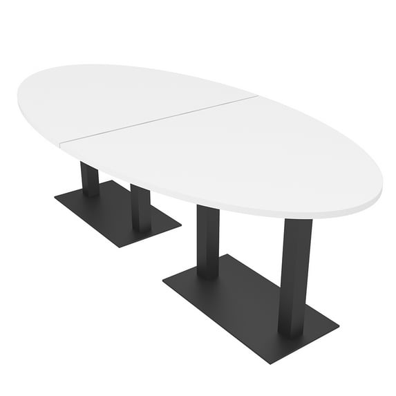 6 Person 8X4 Oval Conference Table with Metal Bases And Power Modules