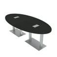 thumbnail image 1 of 6 Person 8X4 Oval Conference Table with Metal Bases And Power Modules, 1 of 7