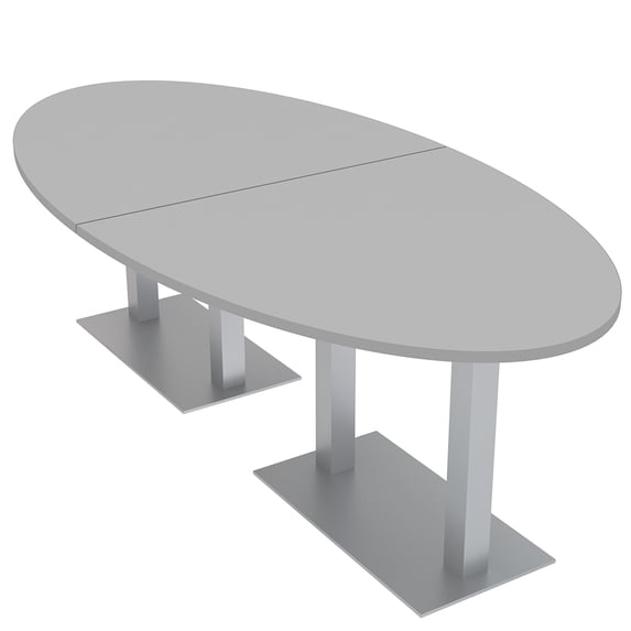6 Person 8X4 Oval Conference Table with Metal Bases And Power Modules