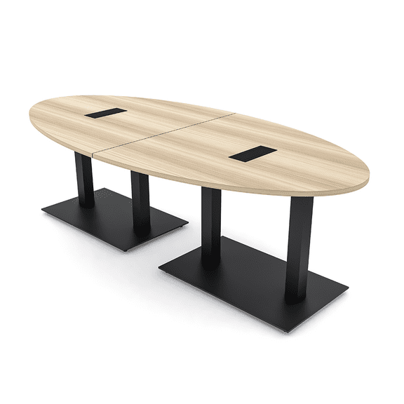 6 Person 8X4 Oval Conference Table with Metal Bases And Power Modules
