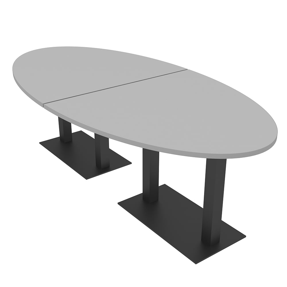 6 Person 8X4 Oval Conference Table with Metal Bases And Power Modules
