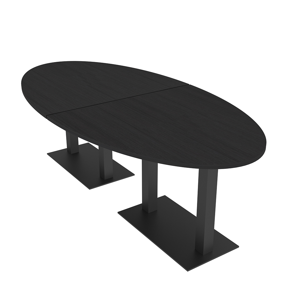 6 Person 8X4 Oval Conference Table with Metal Bases And Power Modules ...
