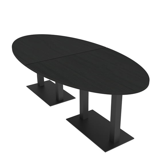 6 Person 8X4 Oval Conference Table with Metal Bases And Power Modules