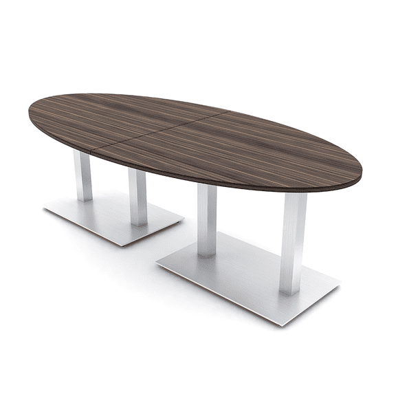 6 Person 8X4 Oval Conference Table with Metal Bases And Power Modules