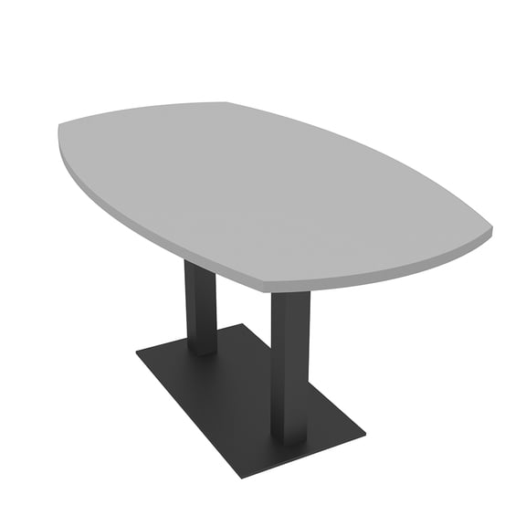 6 Person Arc Boat Conference Table Square Metal Base Data And Electric
