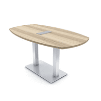6 Person Arc Boat Conference Table Square Metal Base Data And Electric