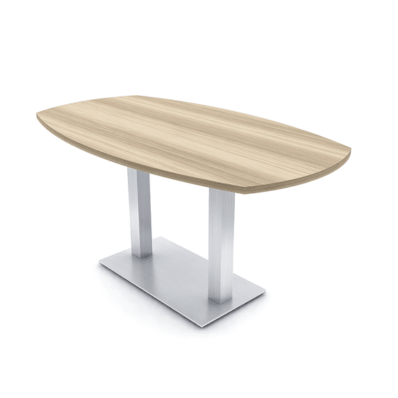 6 Person Arc Boat Conference Table Square Metal Base Data And Electric