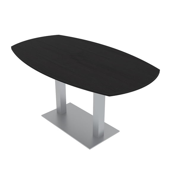 6 Person Arc Boat Conference Table Square Metal Base Data And Electric