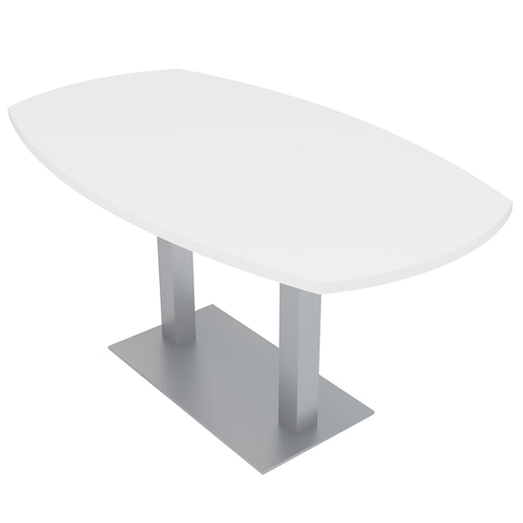 6 Person Arc Boat Conference Table Square Metal Base Data And Electric
