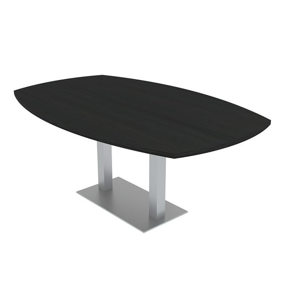 6 Person Arc Boat Conference Table Square Metal Base Electrical Unit