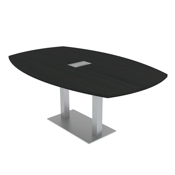 6 Person Arc Boat Conference Table Square Metal Base Electrical Unit