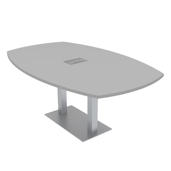 6 Person Arc Boat Conference Table Square Metal Base Electrical Unit
