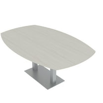 6 Person Arc Boat Conference Table Square Metal Base Electrical Unit