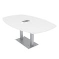 thumbnail image 1 of 6 Person Arc Boat Conference Table Square Metal Base Electrical Unit, 1 of 8