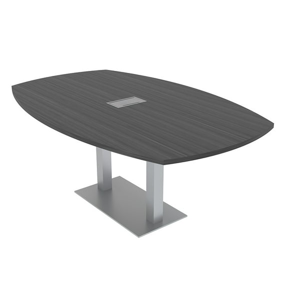 6 Person Arc Boat Conference Table Square Metal Base Electrical Unit