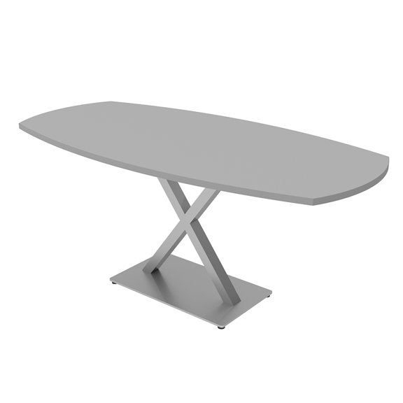 6 Person Arc Boat Conference Table with X Base Data And Electric