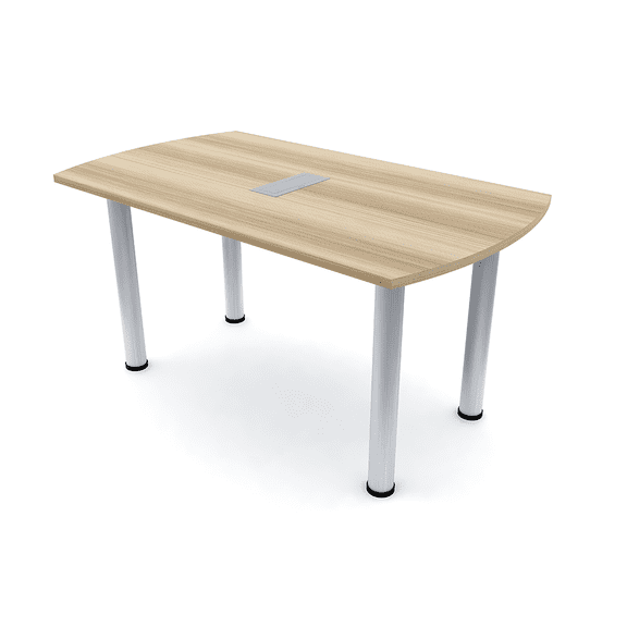 6 Person Arc Rectangle Conference Table Silver Post Leg Power And Data