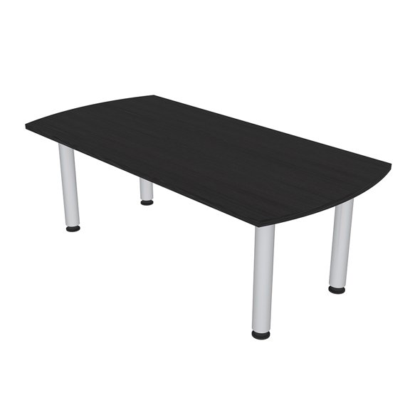 6 Person Arc Rectangle Conference Table Silver Post Leg Power And Data