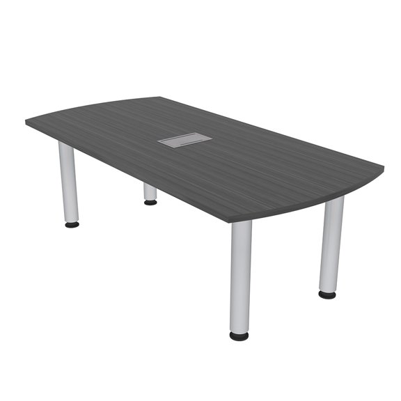 6 Person Arc Rectangle Conference Table Silver Post Leg Power And Data