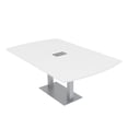 thumbnail image 1 of 6 Person Arc Rectangle Meeting Room Table Square Metal Base w/Electric, 1 of 7