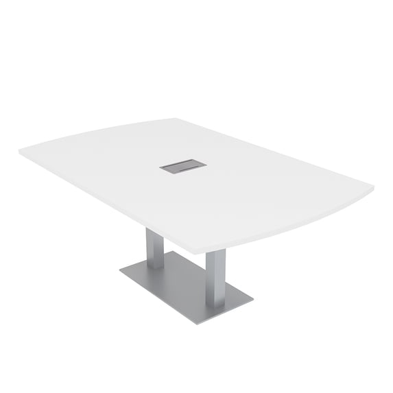 6 Person Arc Rectangle Meeting Room Table Square Metal Base w/Electric