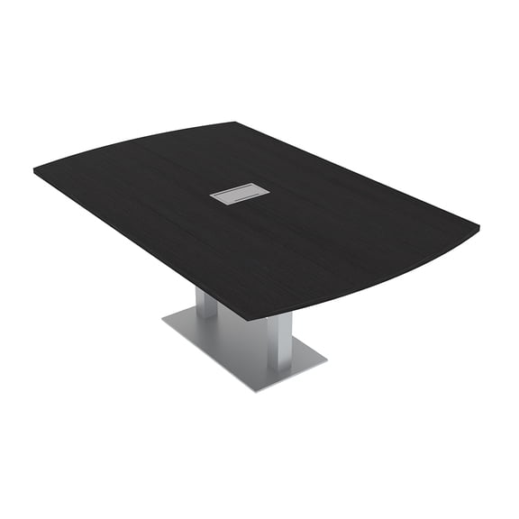 6 Person Arc Rectangle Meeting Room Table Square Metal Base w/Electric