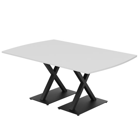 6 Person Arc Rectangle Meeting Room Table X Bases w/Electric Unit