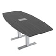 thumbnail image 1 of 6 Person Boat Shaped Conference Table Metal T-Bases Power Module 3X6, 1 of 7