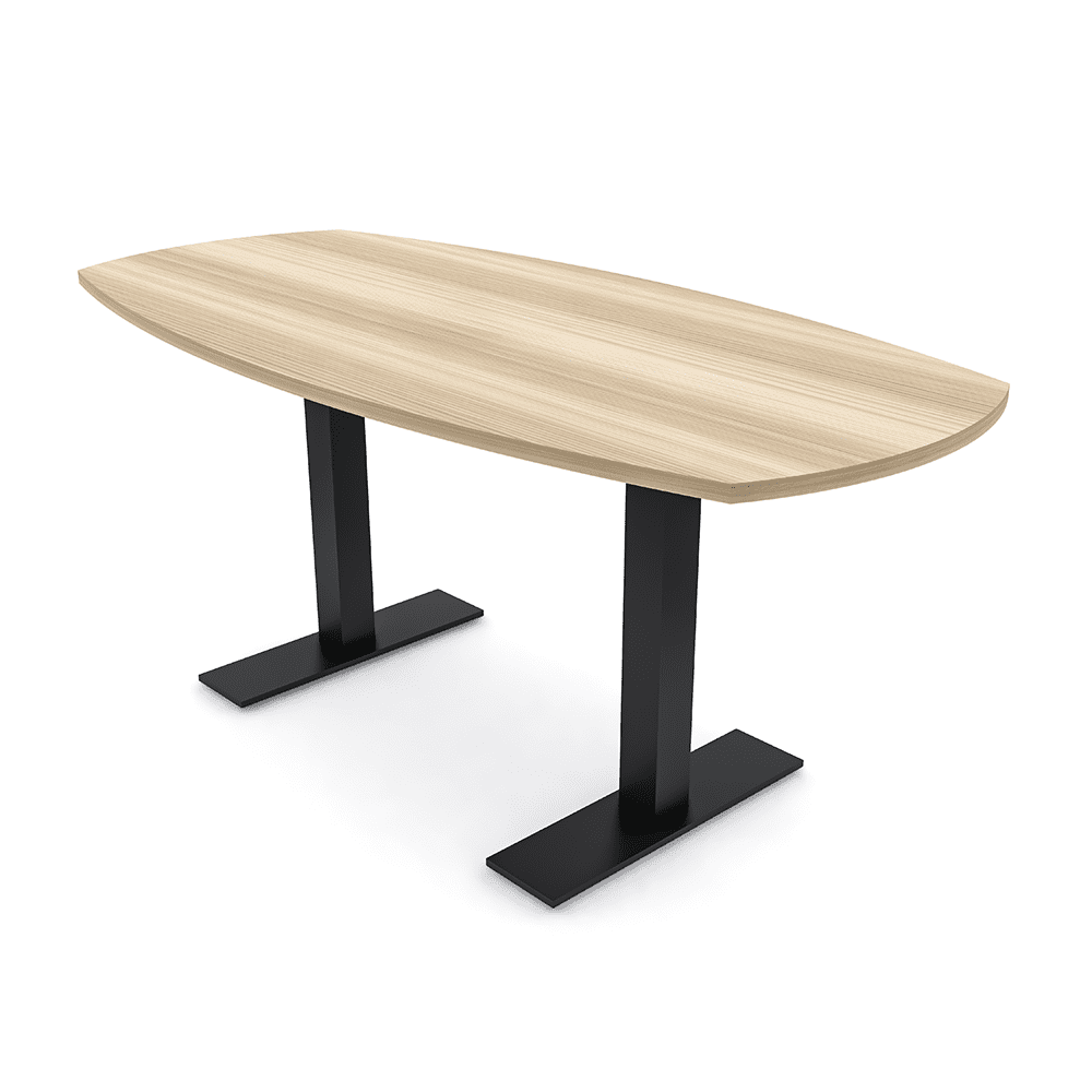 6 Person Boat Shaped Conference Table Metal T-Bases Power Module 3X6 ...