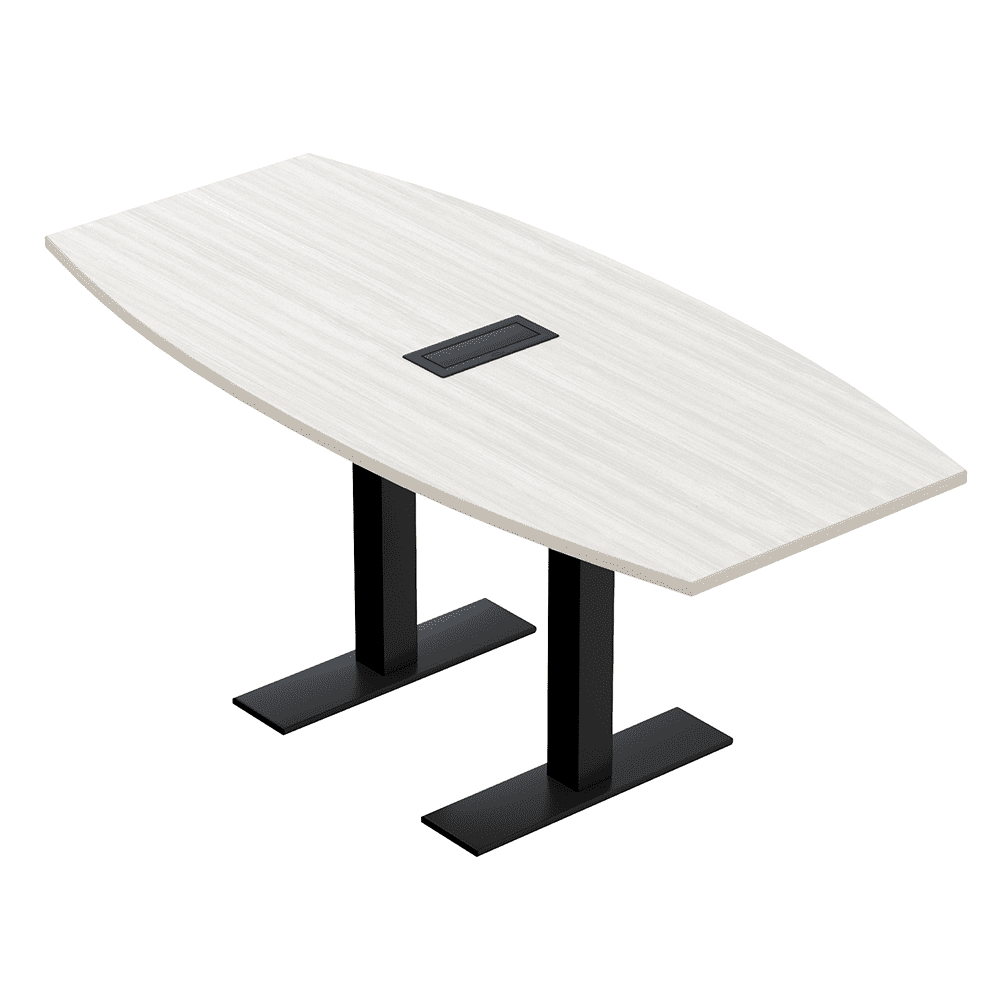 6 Person Boat Shaped Conference Table Metal T-Bases Power Module 3X6 ...