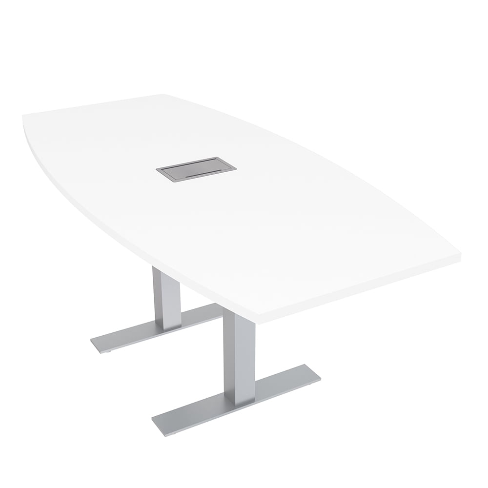 6 Person Boat Shaped Conference Table Metal T-Bases Power Module 3X6 ...