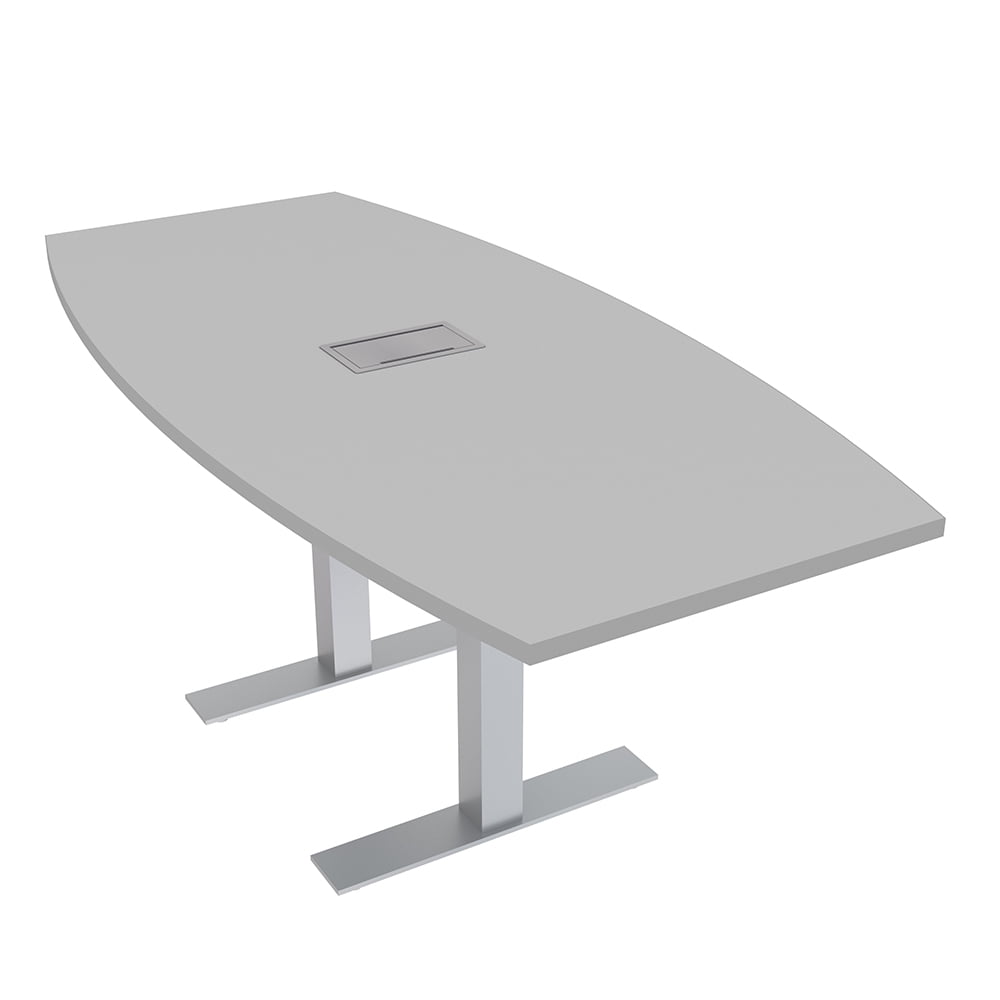6 Person Boat Shaped Conference Table Metal T-Bases Power Module 3X6 ...