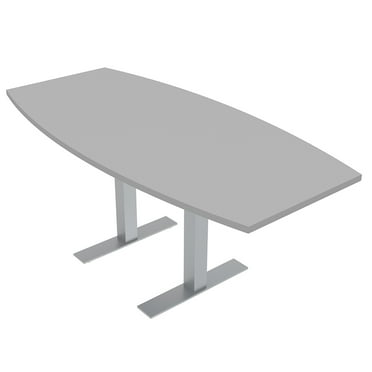 6 Person Boat Shaped Conference Table Metal T-Bases Power Module 3X6