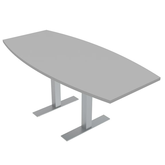 6 Person Boat Shaped Conference Table Metal T-Bases Power Module 3X6