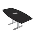 thumbnail image 1 of 6 Person Boat Shaped Conference Table Metal T-Bases Power Module 3X6, 1 of 7