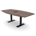 thumbnail image 1 of 6 Person Boat Shaped Conference Table Metal T-Bases Power Module 6X4, 1 of 8