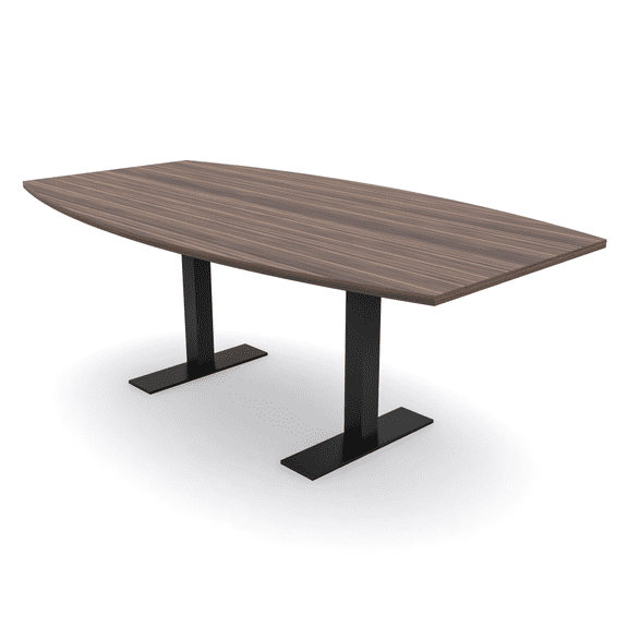 6 Person Boat Shaped Conference Table Metal T-Bases Power Module 6X4