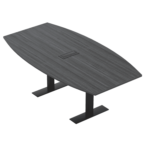 6 Person Boat Shaped Conference Table Metal T-Bases Power Module 6X4