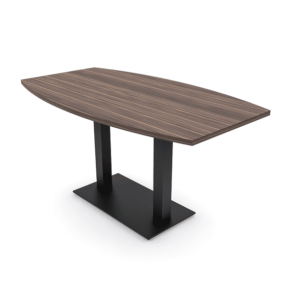 6 Person Boat Shaped Conference Table With Metal Base And Power Module