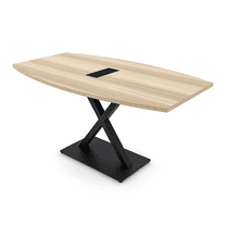 6 Person Boat Shaped Conference Table With X Base And Power Module