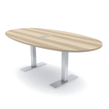 6 Person Boval Conference Room Table With Metal T-Bases Power Module