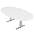 thumbnail image 1 of 6 Person Boval Conference Room Table With Metal T-Bases Power Module, 1 of 5