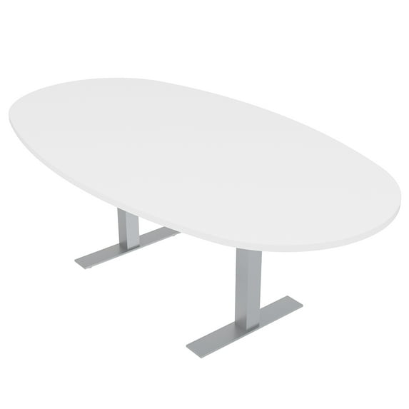 6 Person Boval Conference Room Table With Metal T-Bases Power Module