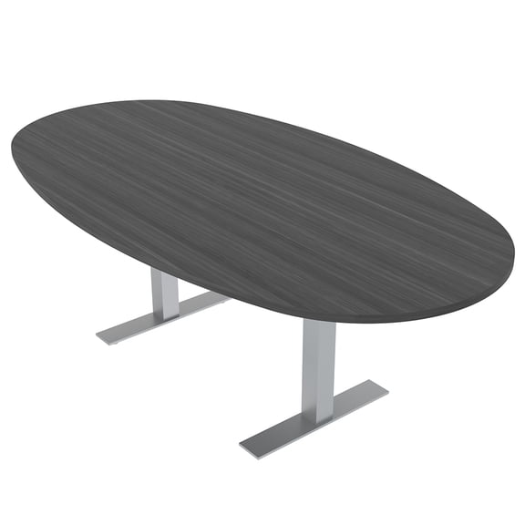 6 Person Boval Conference Room Table With Metal T-Bases Power Module