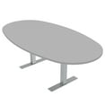 thumbnail image 1 of 6 Person Boval Conference Room Table With Metal T-Bases Power Module, 1 of 5
