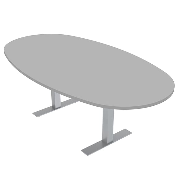 6 Person Boval Conference Room Table With Metal T-Bases Power Module