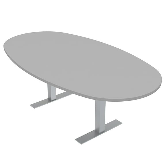 6 Person Boval Conference Room Table With Metal T-Bases Power Module