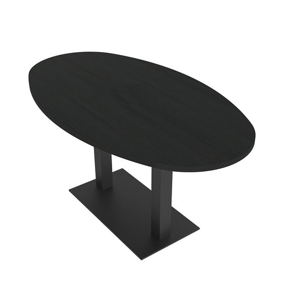 6 Person Conference Room Table Metal Base Boval Shape Electrical Unit